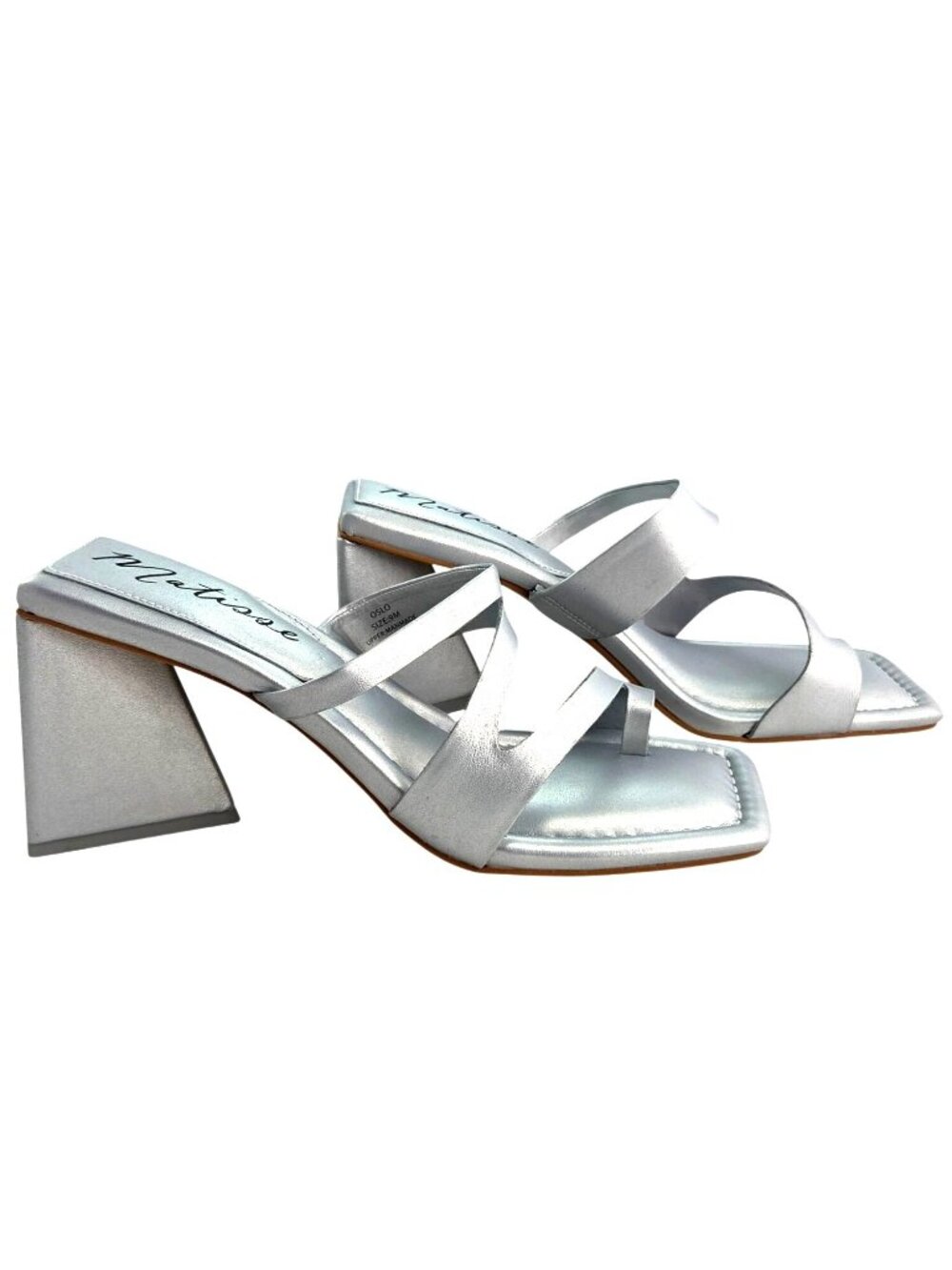 Matisse Oslo Silver  Triangular Block Heel Strappy Sandals Womens 9M NIB